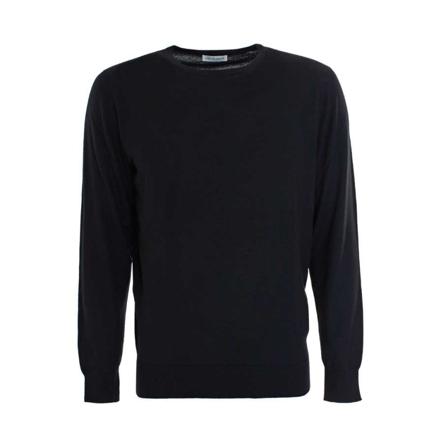 Leathersmith of London Knitwear | Jessen Crew Pullover - Black