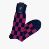 Leathersmith of London Socks | Harlequin Sock - Inky Pink