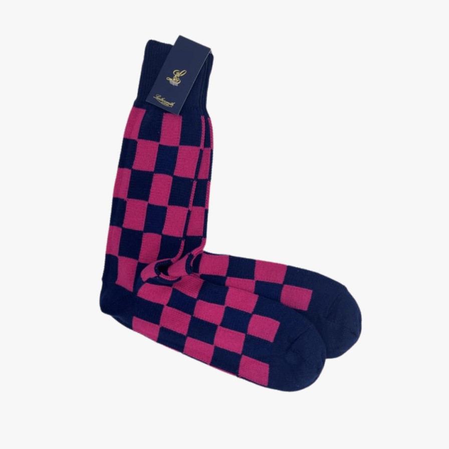 Leathersmith of London Socks | Harlequin Sock - Inky Pink