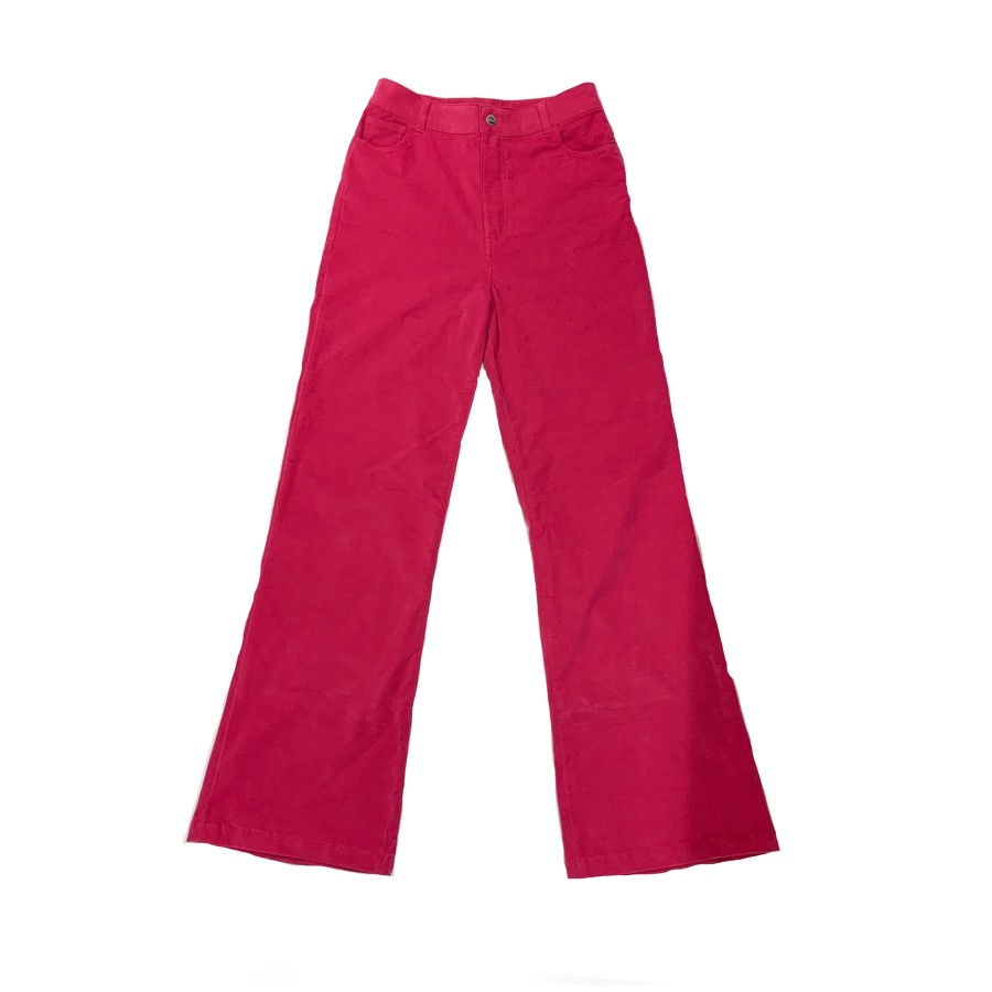 Newman Trousers | Velvet Stretch Flared Jean Trousers - Pink