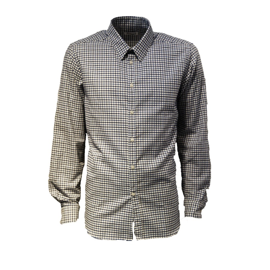 Leathersmith of London Shirts | Blue Small Check 100% Cotton Shirt