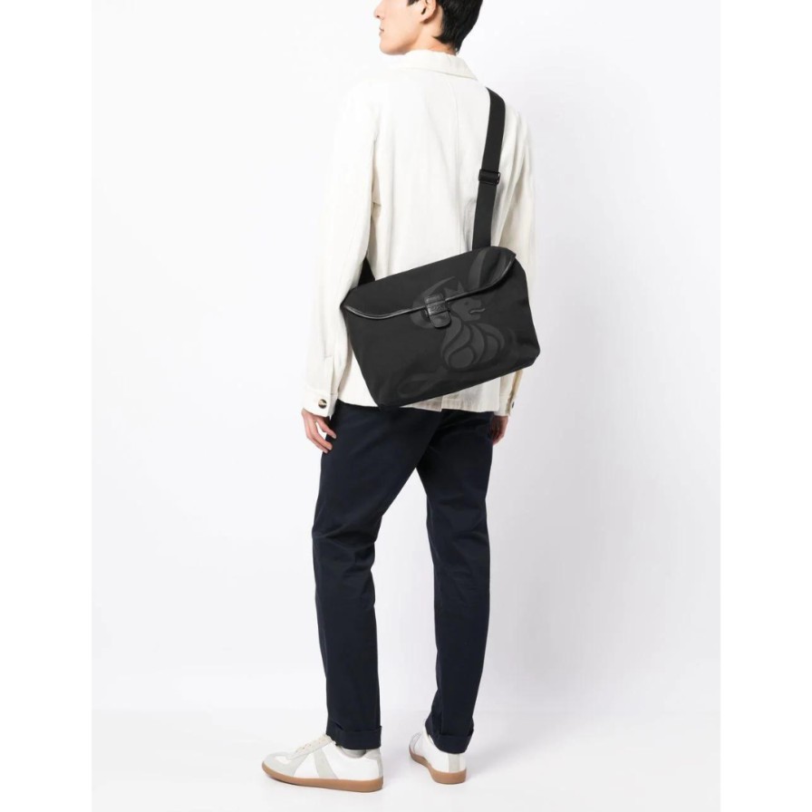 Leathersmith of London Bags | Canvas Lion Messenger Bag - Black