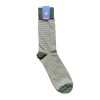 Leathersmith of London Socks | Fine Stripe Wool Sock Khaki/Ecru