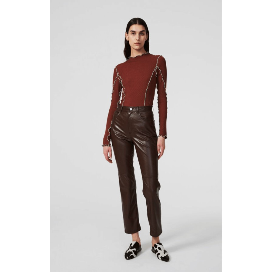 RODEBJER Trousers | Loura Leather Trousers Chocolate