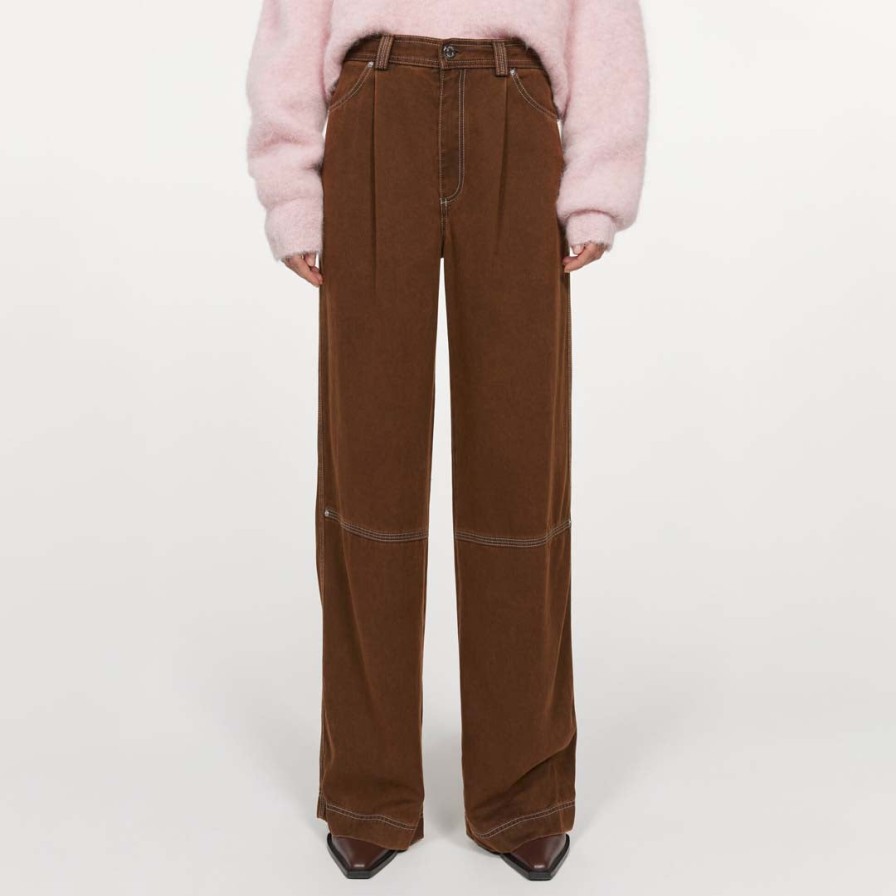 RODEBJER Trousers | Eileen Ranch Cotton Pants Dark Brown