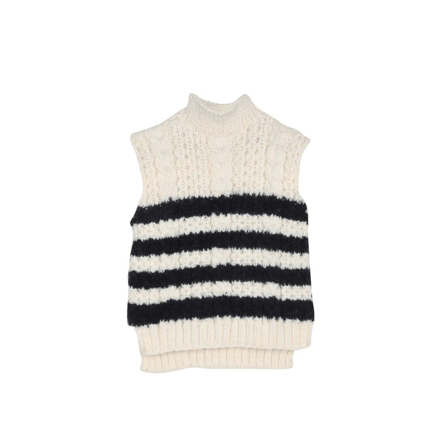 MII COLLECTION Knitwear | Ellen Sleevless Striped Sweater Off White