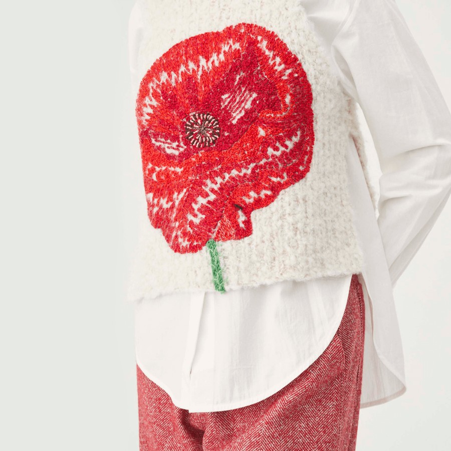 MII COLLECTION Knitwear | Sleeveless Pull Maya Cardigan Coquelicot Off White