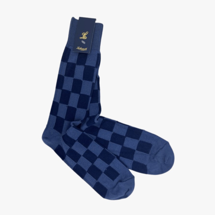 Leathersmith of London Socks | Harlequin Sock - Inky Light Blue