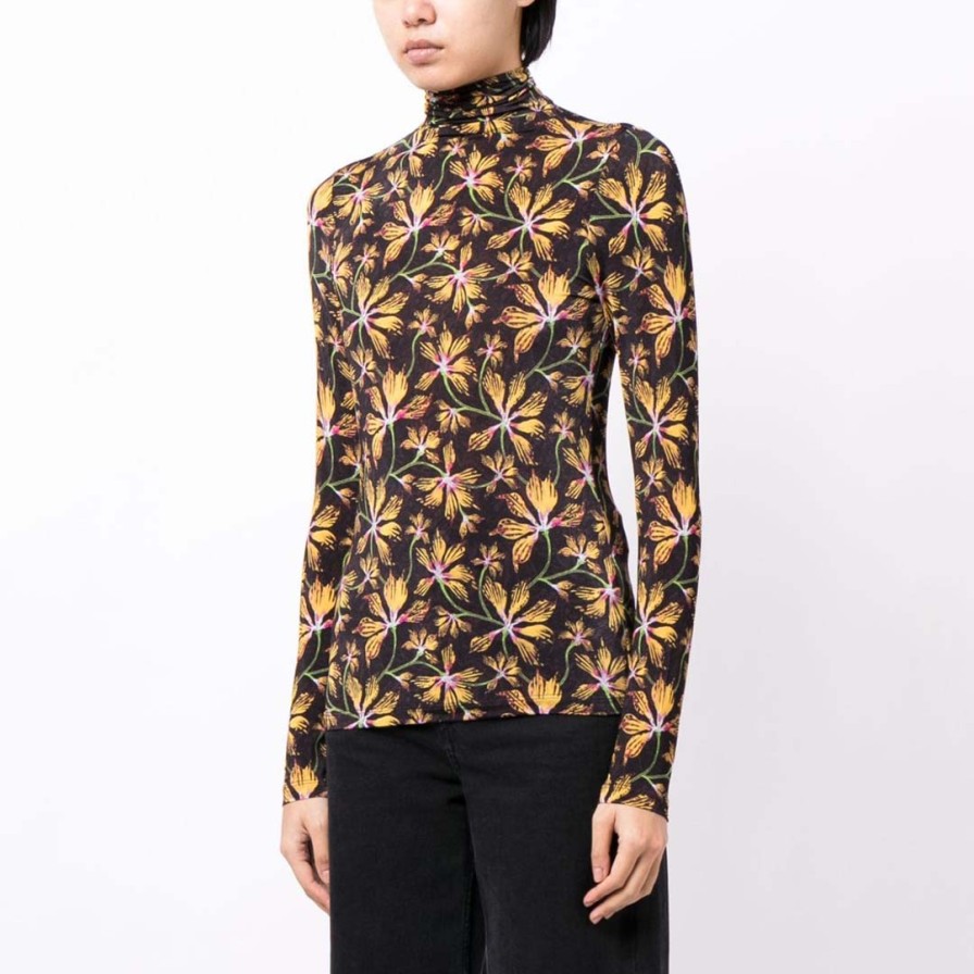 ULLA JOHNSON Tops | Aurelia Turtleneck Top Floral Maple