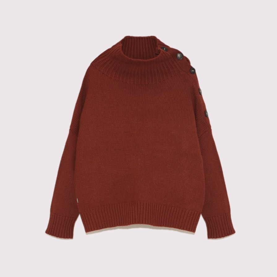 YVES SALOMON Knitwear | Cashmere Funnel Neck Sweater Burgundy