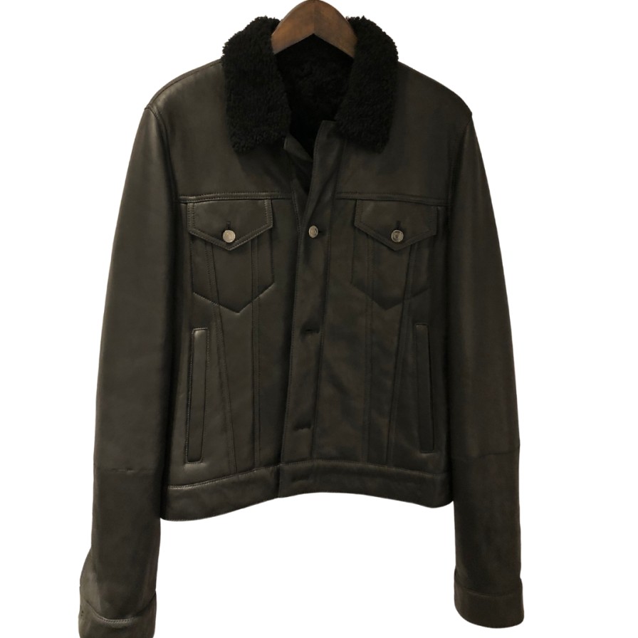 Yves Salomon Mens Coats | Leather Lambskin Jacket