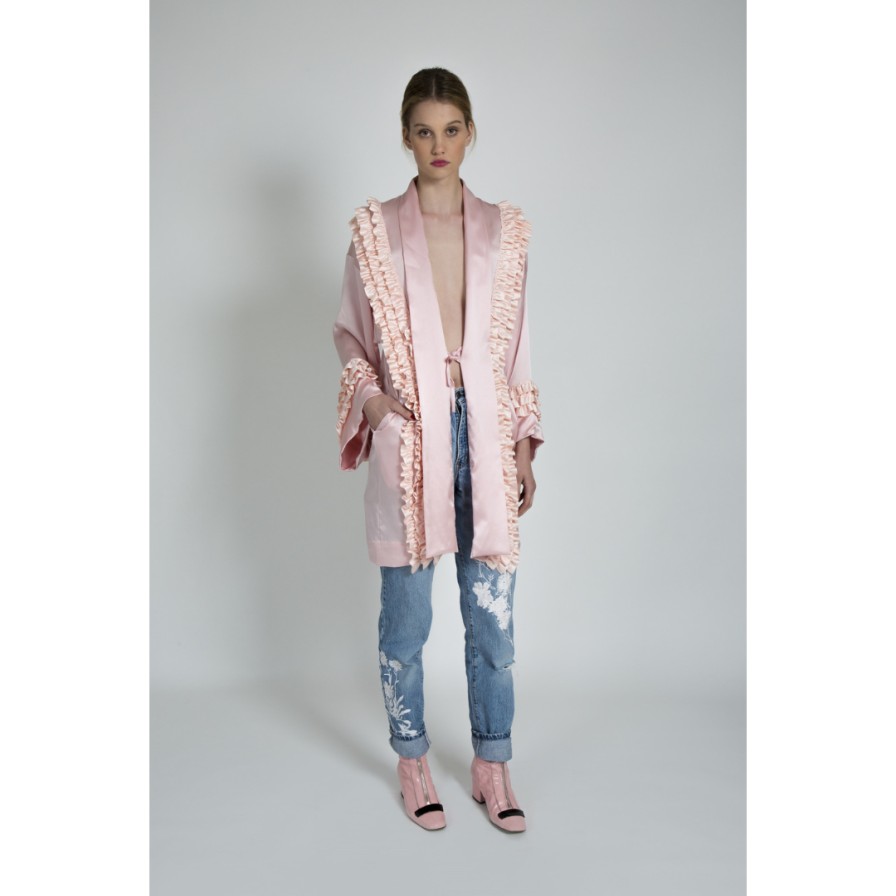 Alice Archer Jackets | Eberta Silk Ruffle Trim Kimono