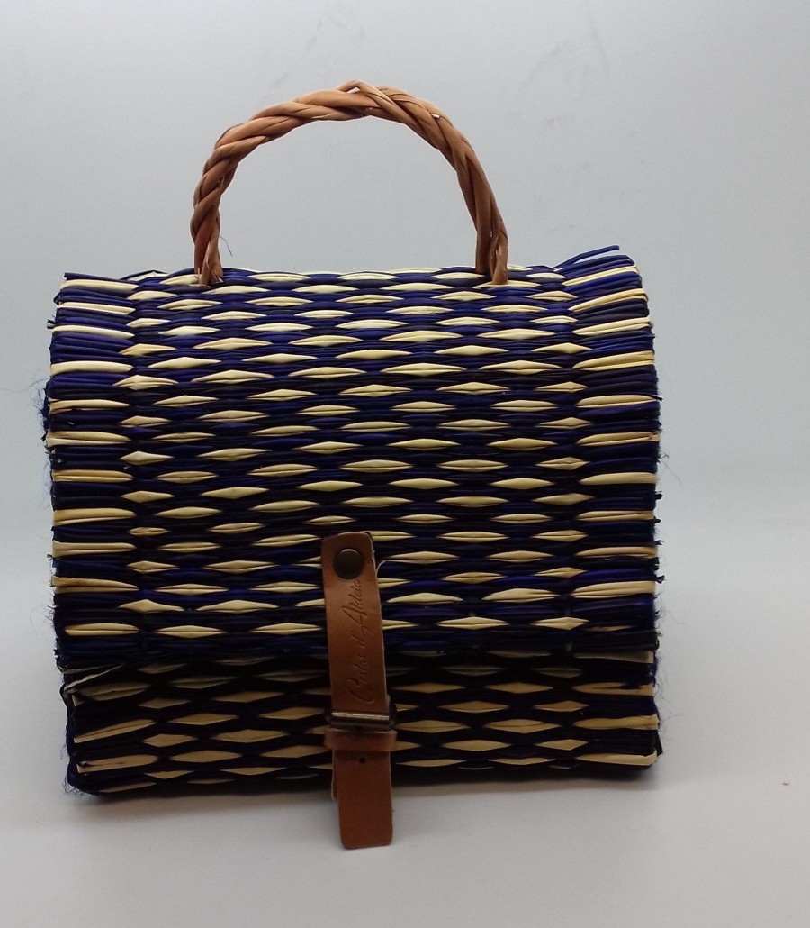 Portuguese Handmade Bag Bags | Traditional Straw Bag - Purple Small