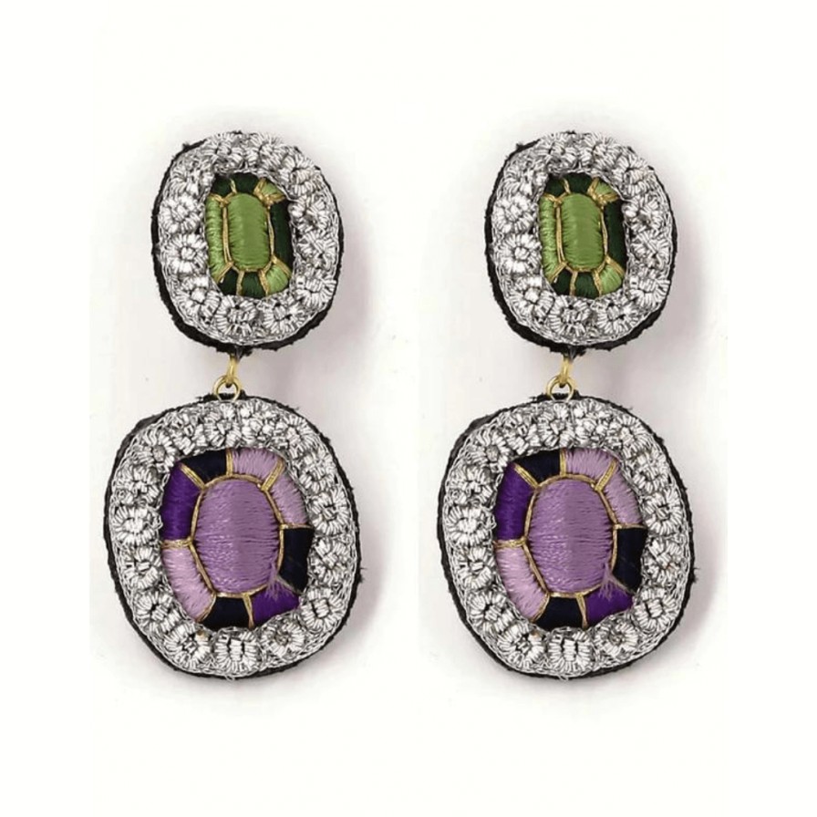 CELESTE MOGADOR Jewellery | Youkoukoun Lilac & Green Earring