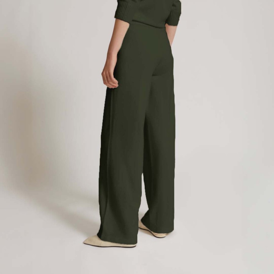 YVES SALOMON Trousers | Relax Wool Trousers Military Green