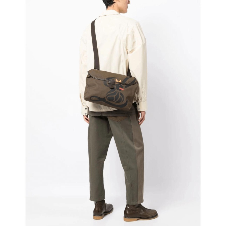 Leathersmith of London Bags | Canvas Lion Messenger Bag - Khaki