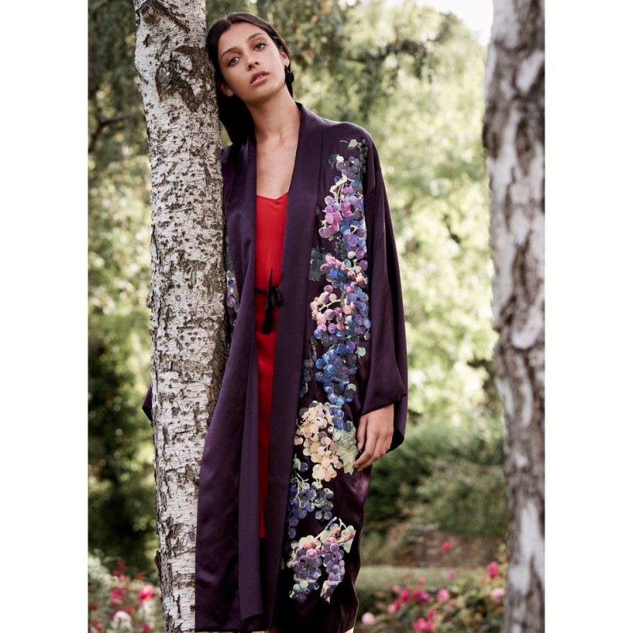 Alice Archer Jackets | Gianna Silk Embroidered Long Kimono