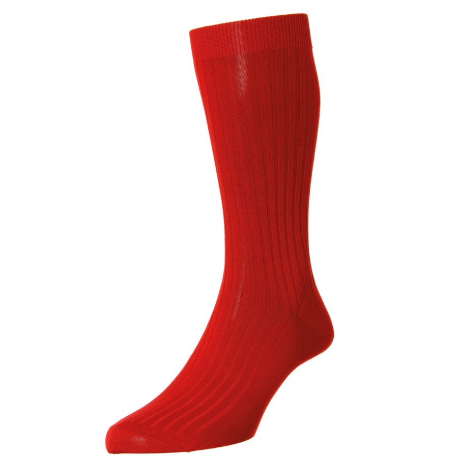 Leathersmith of London Socks | Cotton Socks Scarlet