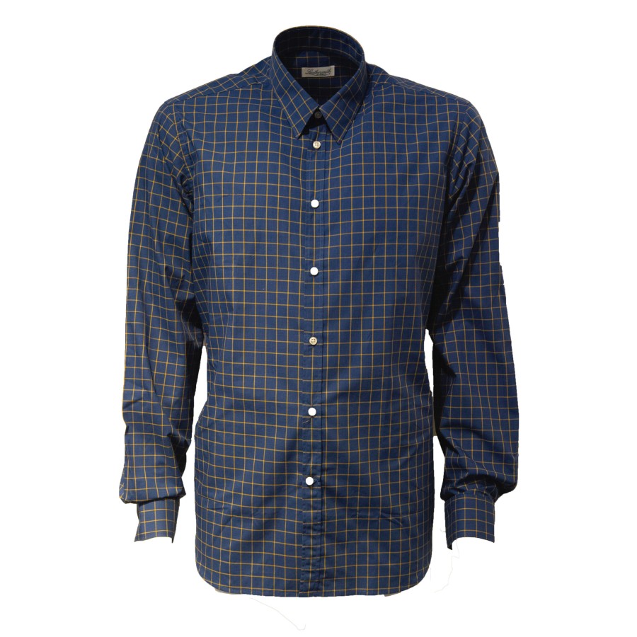 Leathersmith of London Shirts | Navy Check 100% Cotton Shirt