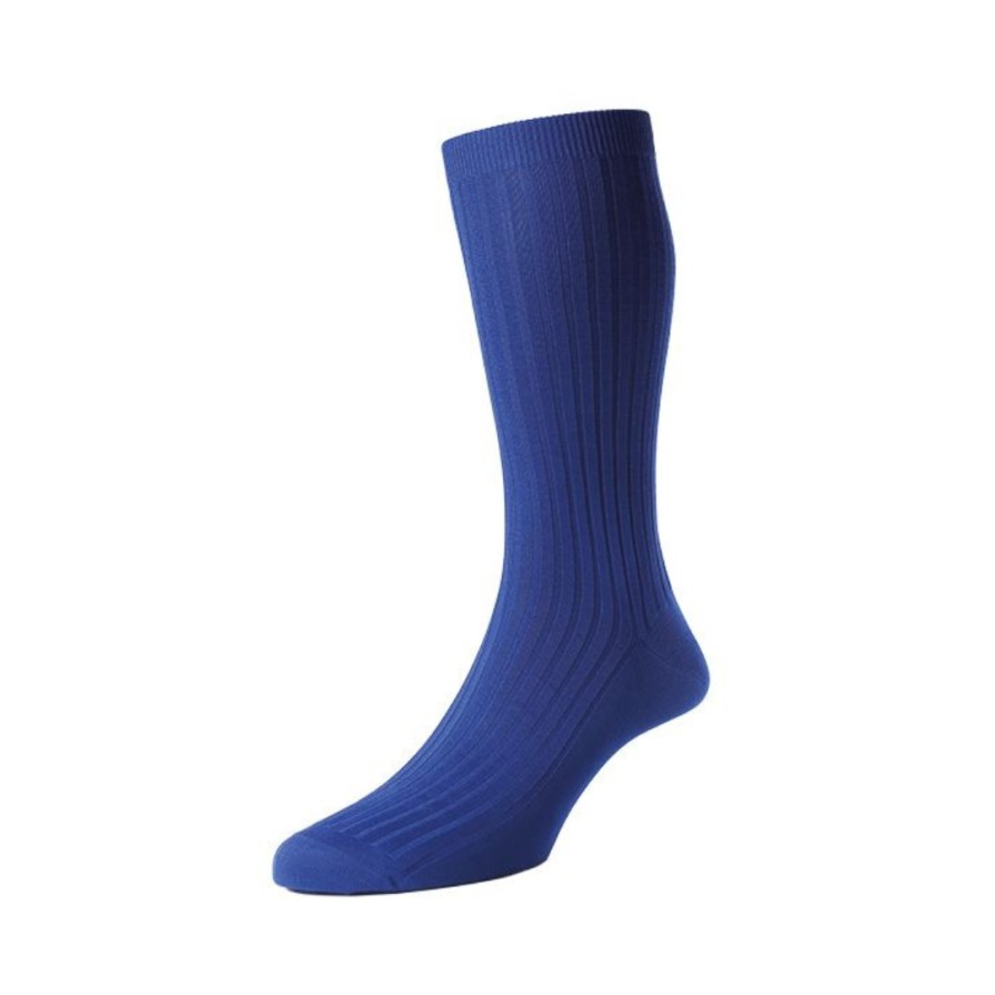 Leathersmith of London Socks | Cotton Socks Ultramarine Blue