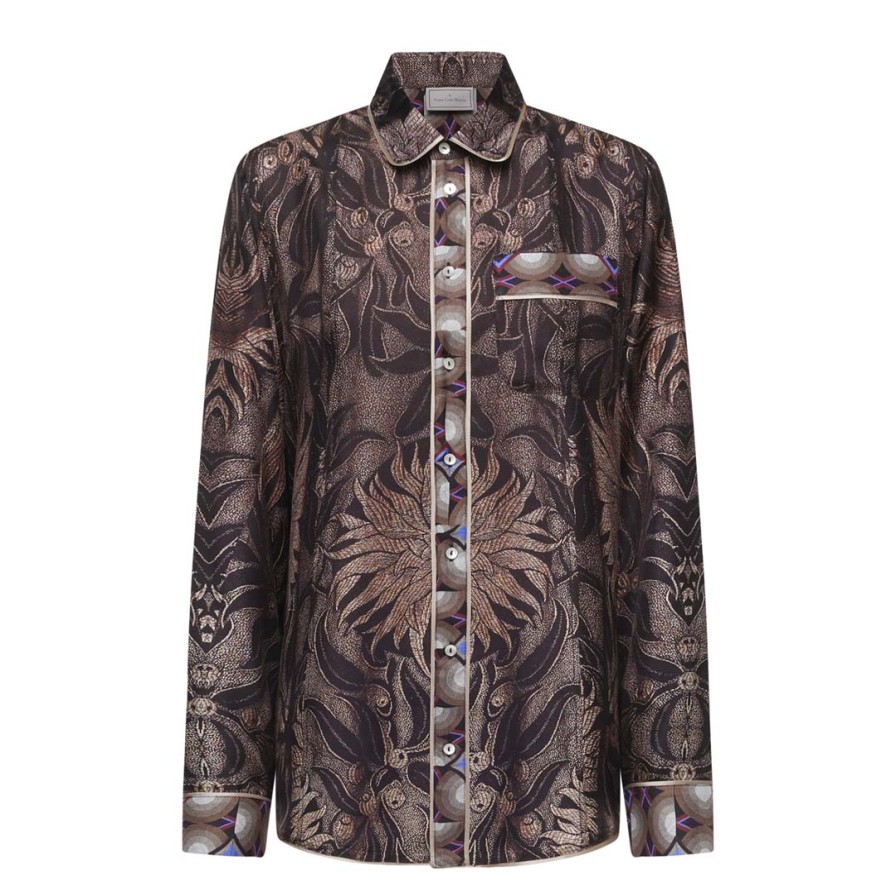 PIERRE LOUIS MASCIA Shirts | Aloe Camicia Manica Lunga Shirt Brown Multi