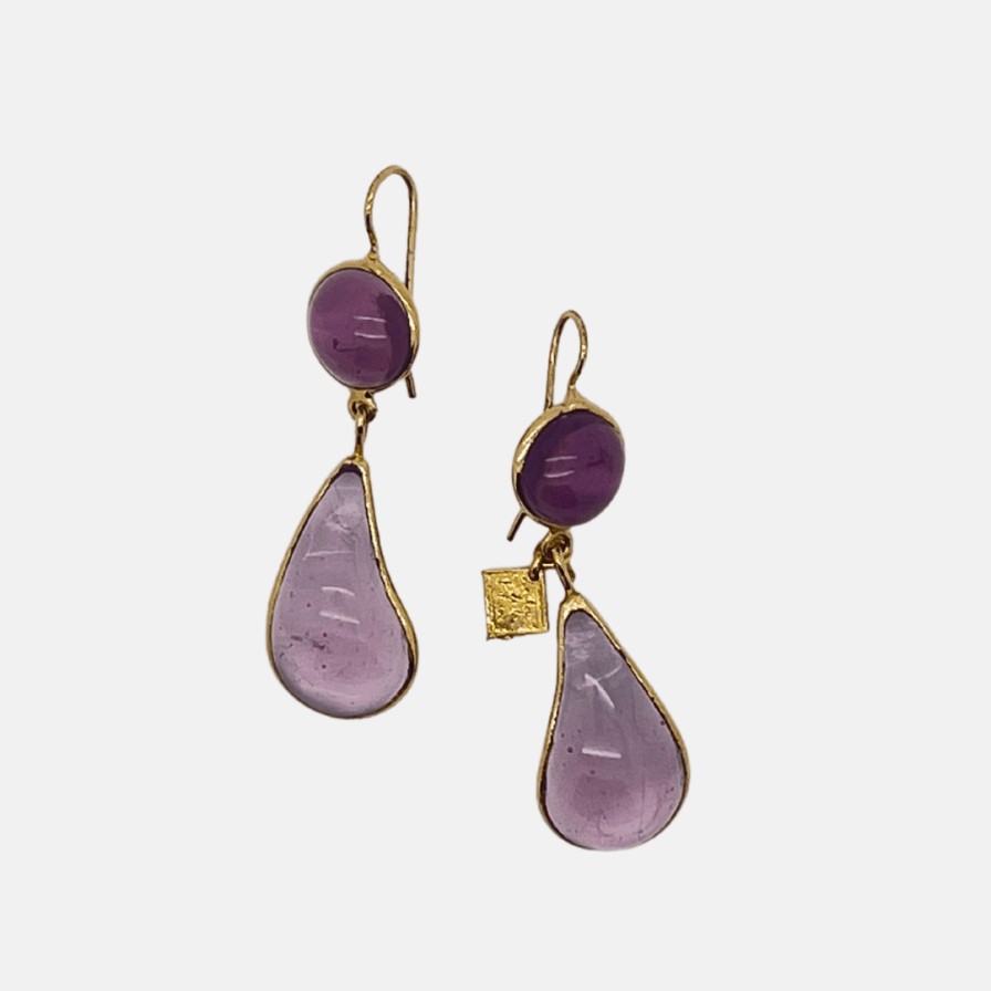 Loulou de la Falaise Jewellery | Two Tier Earrings - Rose/Lilac