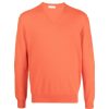 Leathersmith of London Knitwear | Cashmere Vee Neck Sweater - Orange