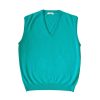 Leathersmith of London Knitwear | Sleeveless Vee Cashmere Sweater - Turquoise