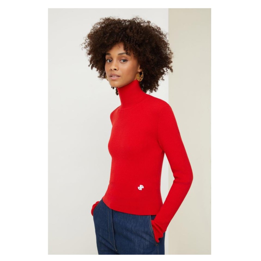 Patou Tops | High Neck Jumper Red