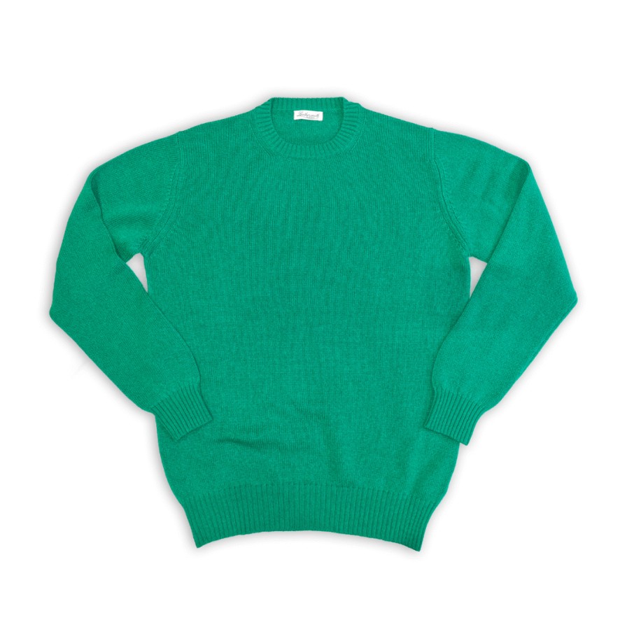 Leathersmith of London Knitwear | Crew Neck Cashmere Sweater Green