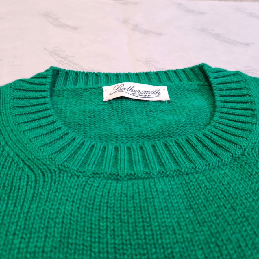 Leathersmith of London Knitwear | Crew Neck Cashmere Sweater Green