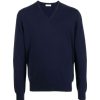 Leathersmith of London Knitwear | Cashmere Vee Neck Sweater - Navy