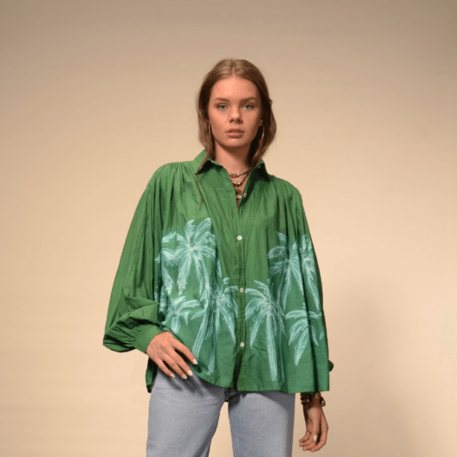 V DE VINSTER Tops | Palm Shirt Green