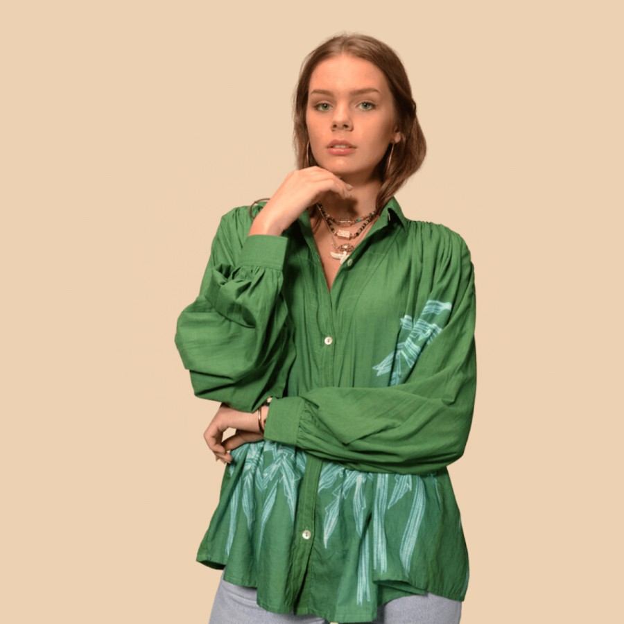 V DE VINSTER Tops | Palm Shirt Green