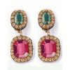 CELESTE MOGADOR Jewellery | Youkoukoun Green & Pink Earring