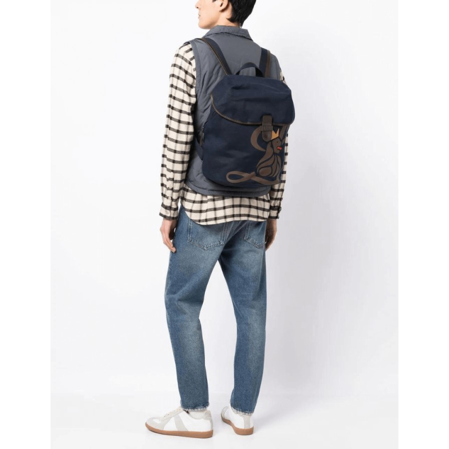 Leathersmith of London Bags | Canvas Lion Backpack - Navy