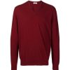 Leathersmith of London Knitwear | Cashmere Vee Neck Sweater - Burgundy