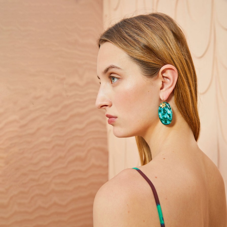 ULLA JOHNSON Jewellery | Hammered Stone Earrings Turquoise